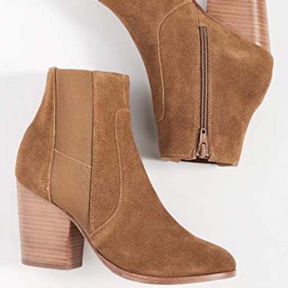 Soludos Emma Chesnut Suede Ankle Booties Brown Leather Casual Block Heel Boots 9 - Picture 4 of 10